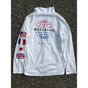 Worldwide windbreaker jacket white hustle & grind till the day I die flag M